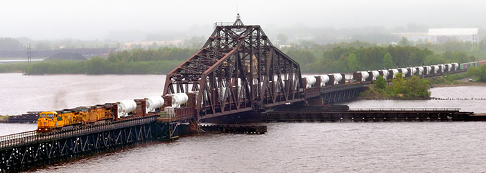 Train on bridge